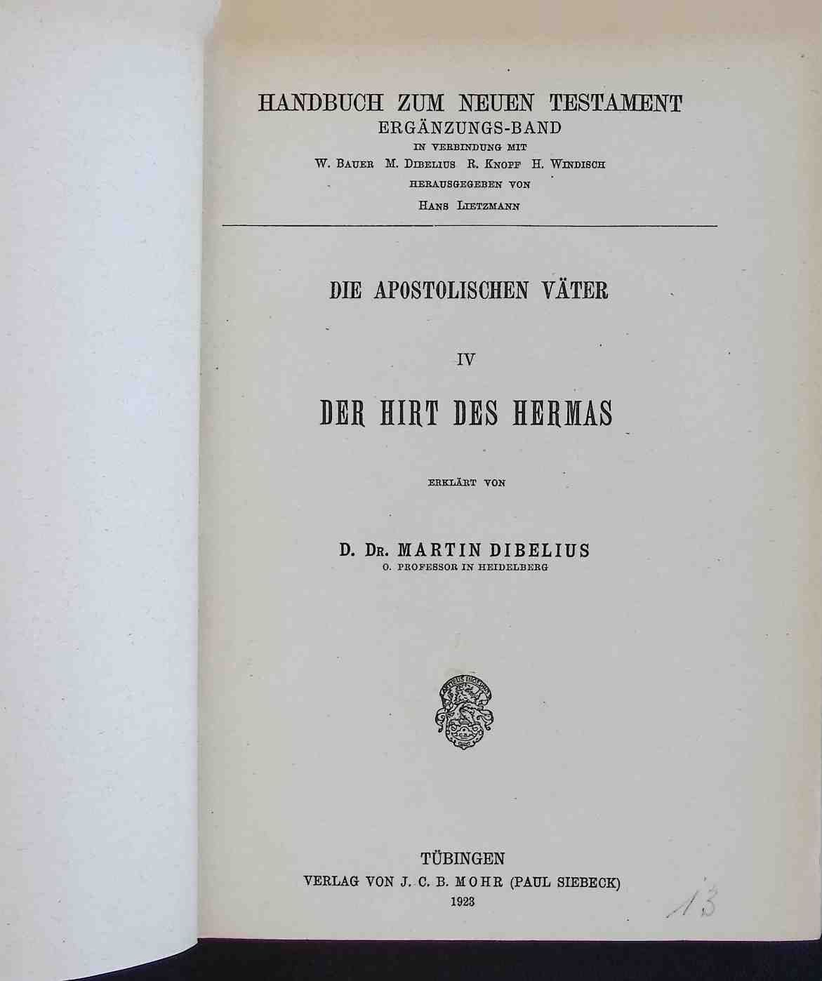Die apostolischen Väter - IV: Der Hirt des Hermas