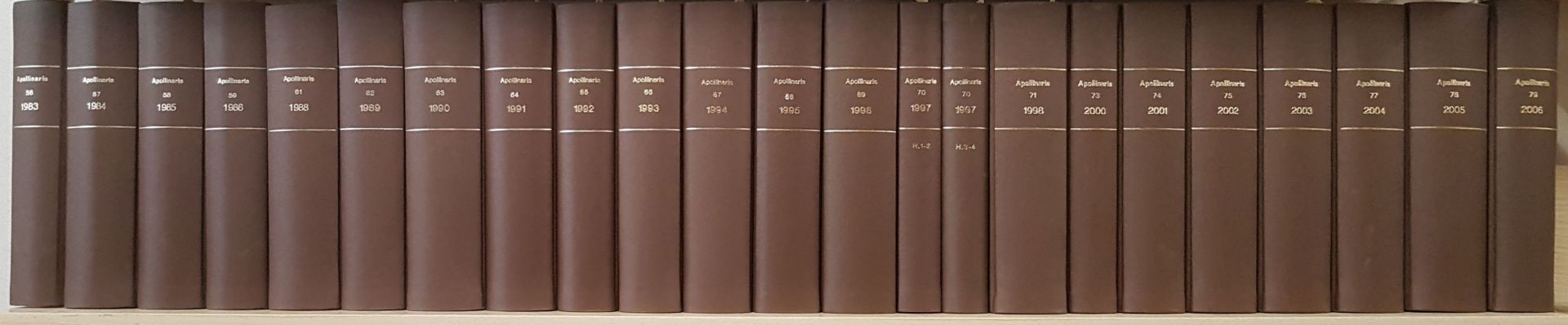 Apollinaris. Commentarius Canonicus (KONVOLUT aus 35 Jahrgängen) - hier vorhanden: Jg.41 - 43-54 - 56-71 - 73-79 (gebunden)