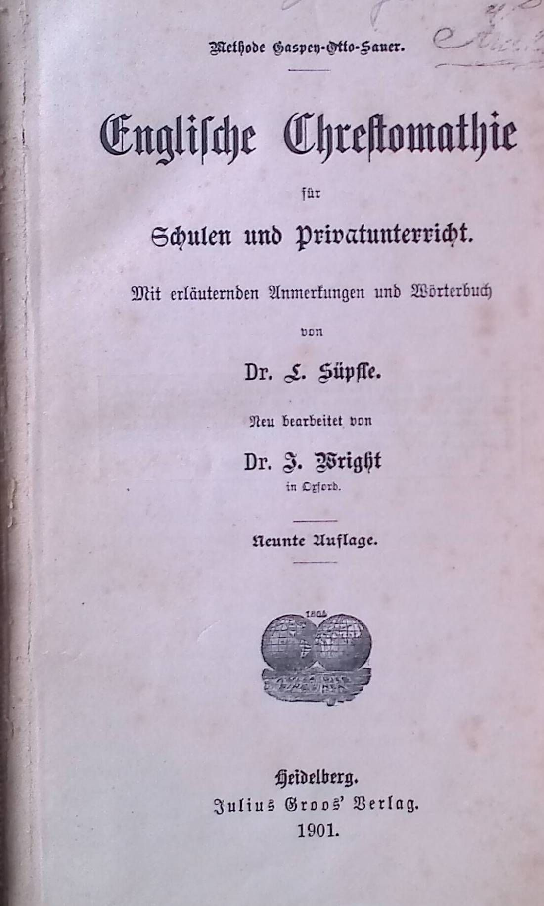 Englische Chrestomathie für Schulen und Privatunterricht. Mit erläuternden Anmerkungen und Wörterbuch