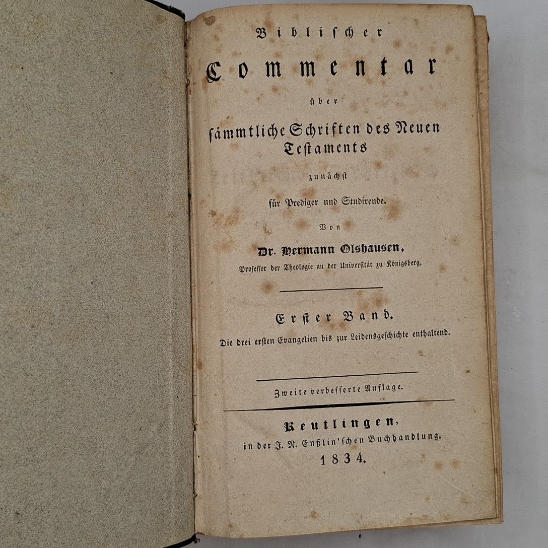 Biblischer Commentar über sämmtliche Schriften des Neuen Testaments zunächst für Prediger und Studirende: ERSTER BAND: Die drei ersten Evangelien bis zur Leidensgeschichte enthaltend