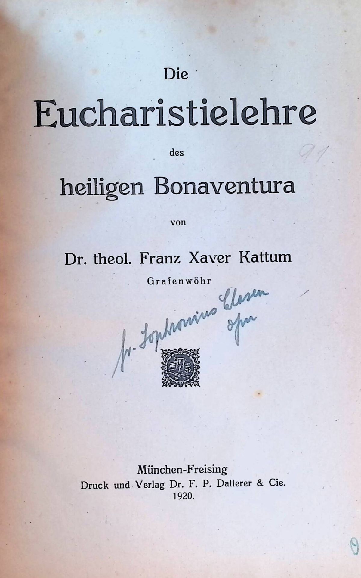 Die Eucharistielehre des heiligen Bonaventura