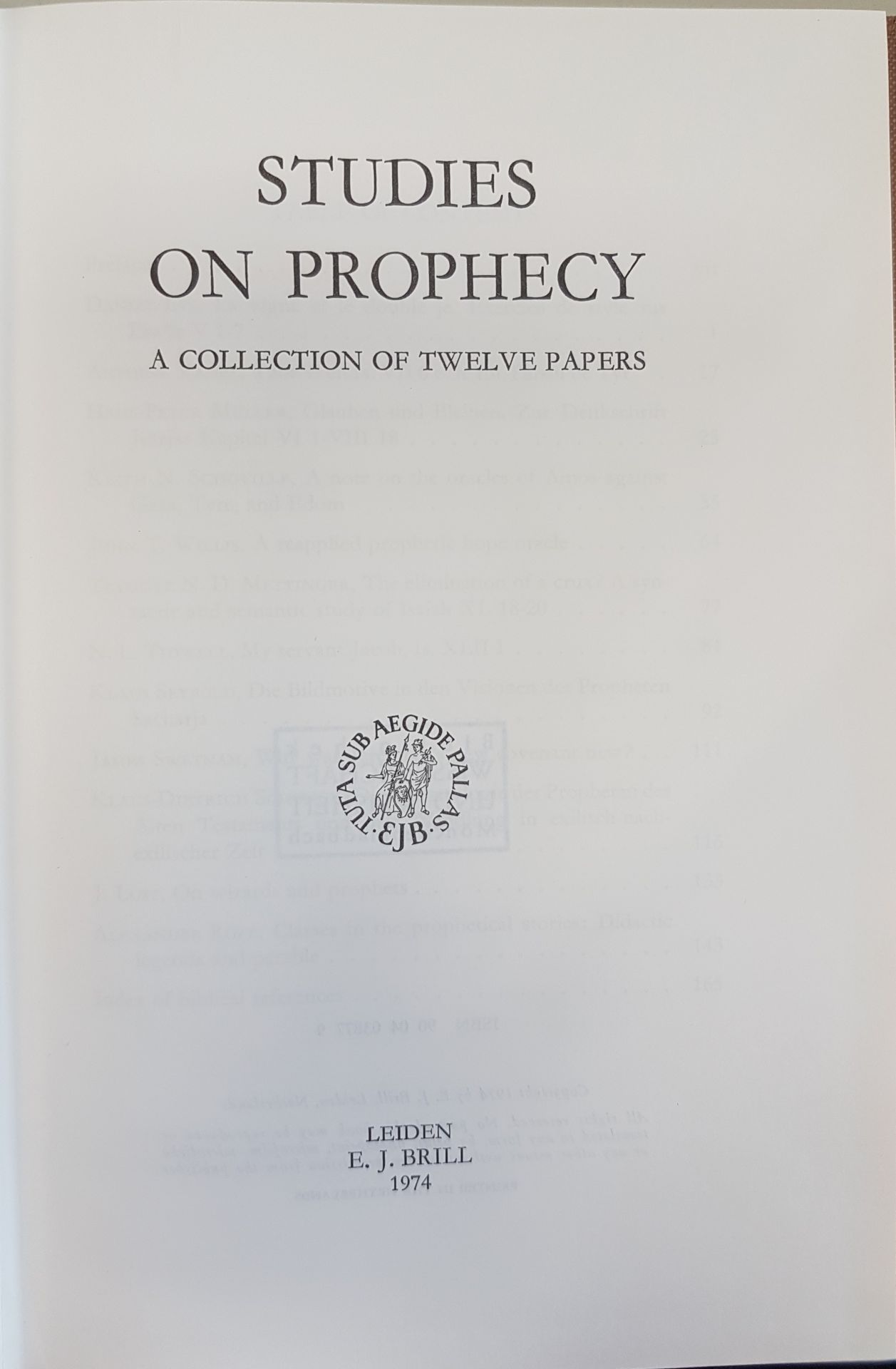Glauben und Bleiben. Zur Denkschrift Jesajas Kapitel VI 1-VIII 18. - in: Studies on Prophecy. A collection of twelve papers