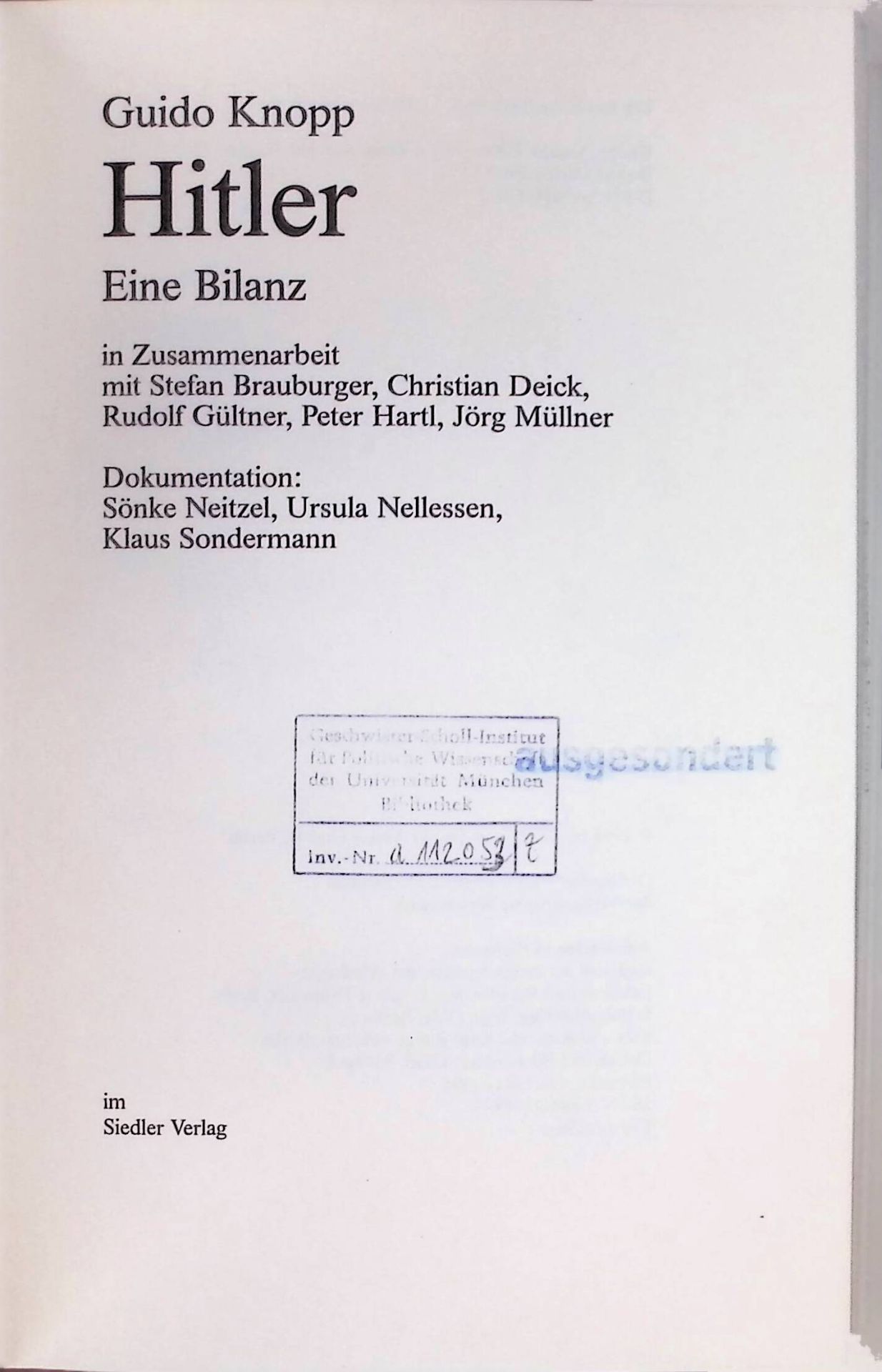 Hitler - eine Bilanz