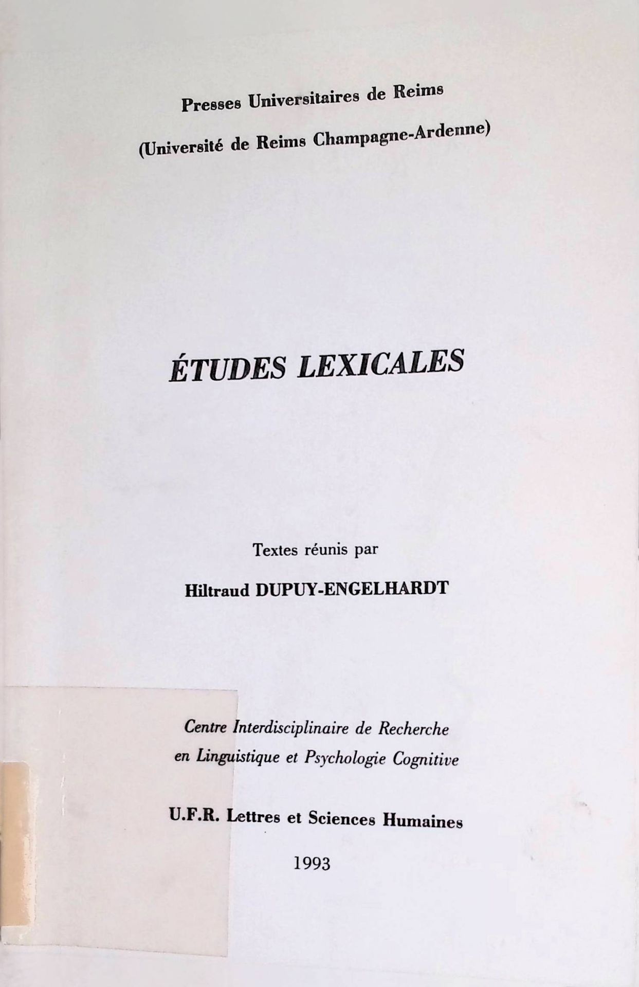 Etudes lexicales