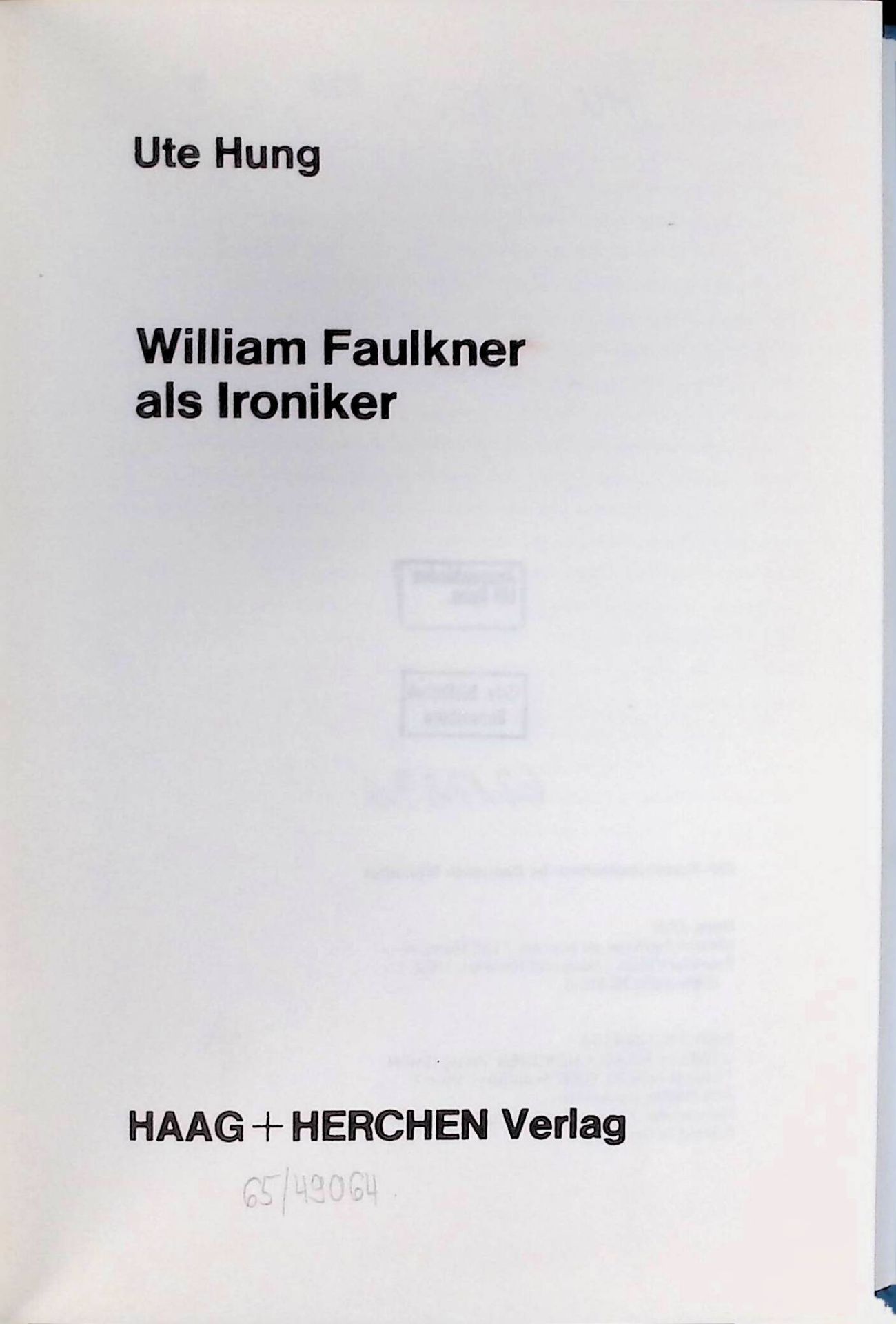 William Faulkner als Ironiker