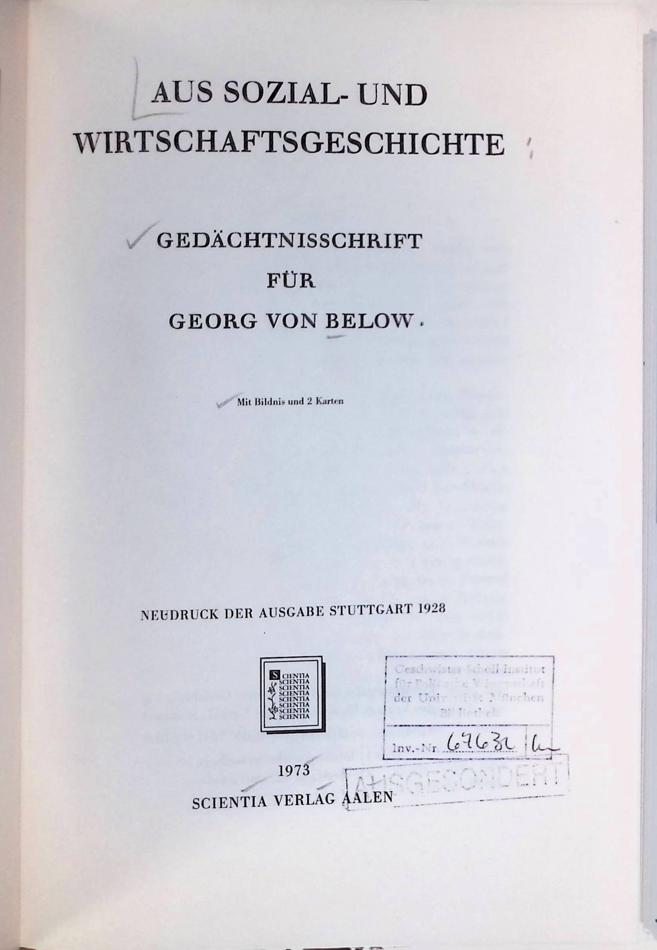Staatliche Siedlung im frühen Mittelalter - in: Aus Sozial- und Wirtschaftsgeschichte : Gedächtnisschrift f. Georg von Below