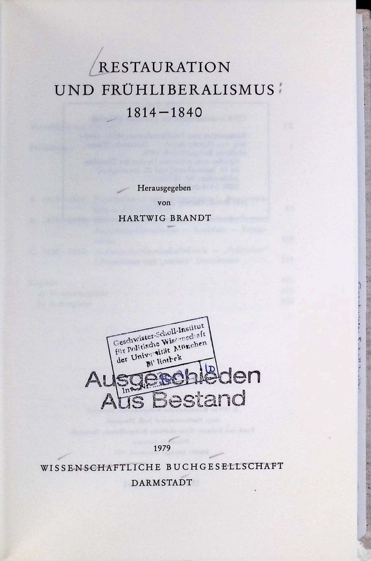 Restauration und Frühliberalismus : 1814 - 1840