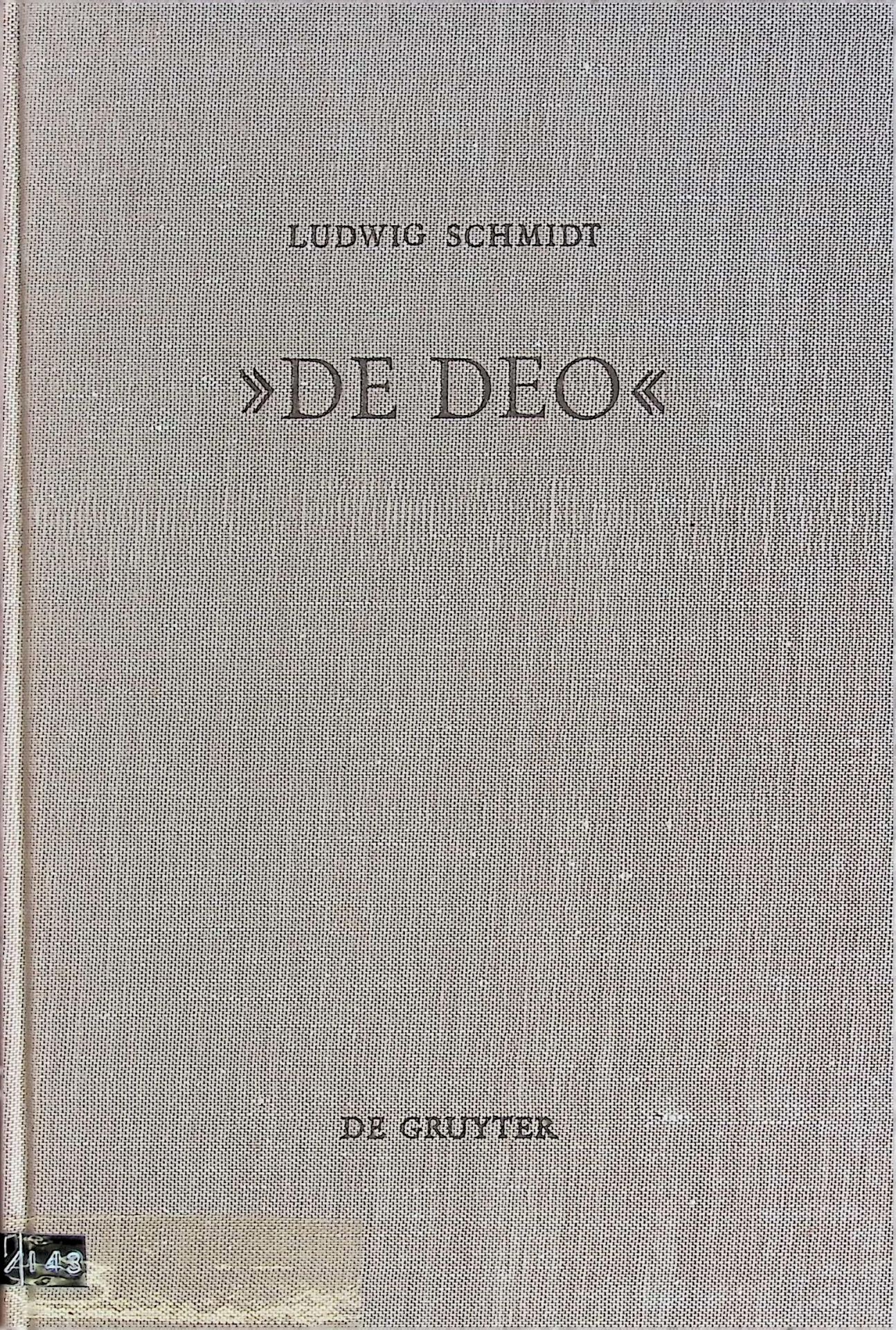 De Deo: Studien zur Literarkritik und Theologie des Buches Jona, das Gesprächs zwischen Abraham und Jahwe in Gen 18, 22 ff. und von Hi 1