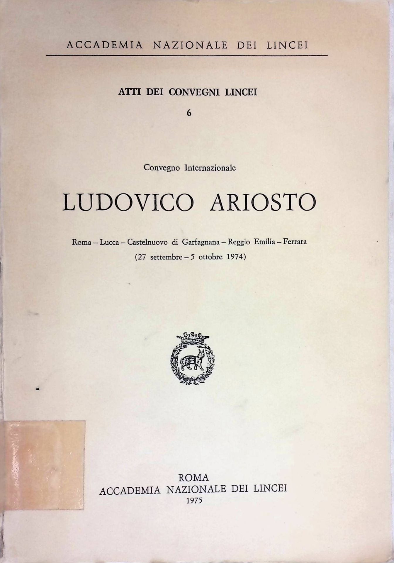 Ludovico Ariosto Roma- Lucca - Castelnuovo di Garfagnana - Reggio Emilia - Ferrara