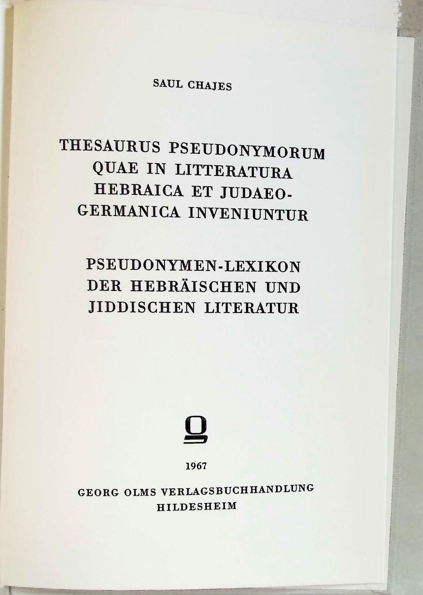 Pseudonymen-Lexikon der hebräischen und jiddischen Literatur : Thesaurus pseudonymorum quae in litteratura Hebraica et Judaeo-Germanica inveniuntur