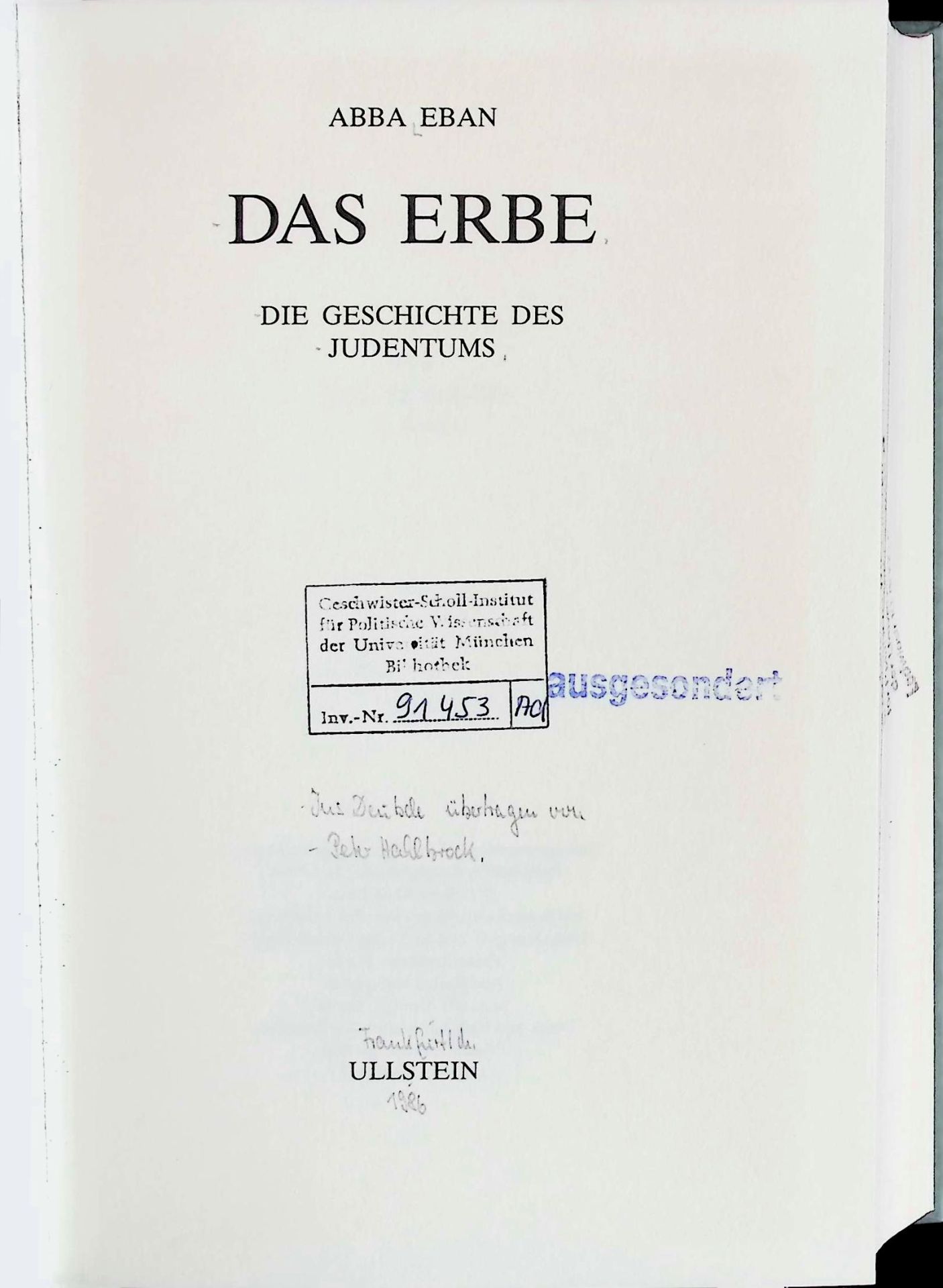 Das Erbe : d. Geschichte d. Judentums