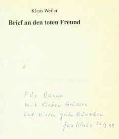Brief an den toten Freund (SIGNIERTES EXEMPLAR)