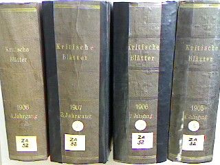 Kritische Blaetter für die gesamten Sozialwissenschaften - Jg. 1 - 4/ 1905 - 1908 (KOMPLETT gebunden in 4 Bänden)